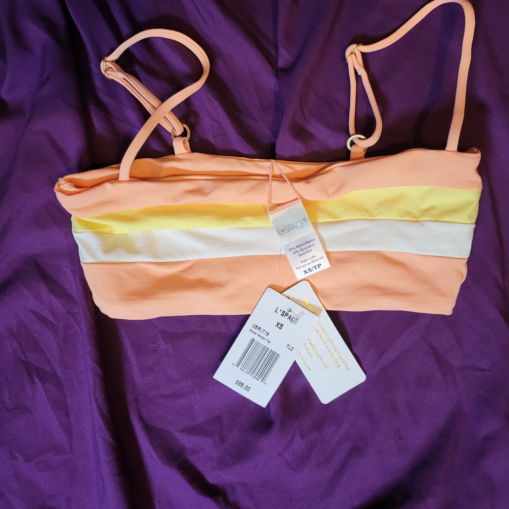 L*Space Orange and Yellow Bikini Top